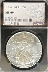 1994 Silver Eagle MS69 NGC Black Core