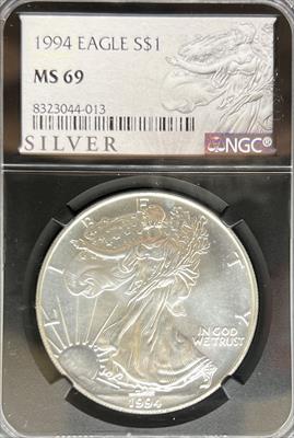 1994 Silver Eagle MS69 NGC Black Core