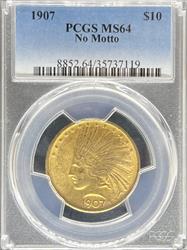 1907 NM $10 Indian MS64 PCGS