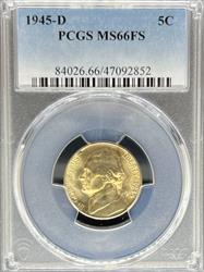 1945-D Jefferson Nickel MS66FS PCGS