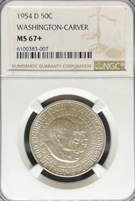 1954-D 50C Washington Carver MS67+ NGC Finest Known POP 1/0