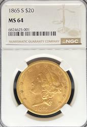 1865-S $20 Liberty MS64 NGC