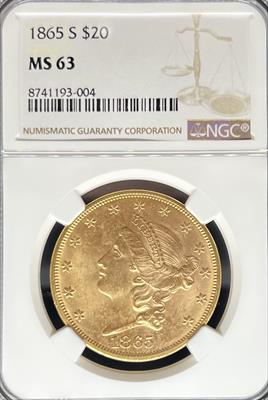 1865-S $20 Liberty MS63 NGC