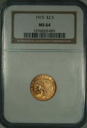 1915 $2.5 Indian MS64 NGC