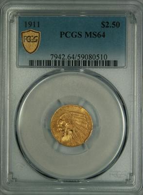 1911 $2.5 Indian MS64 PCGS