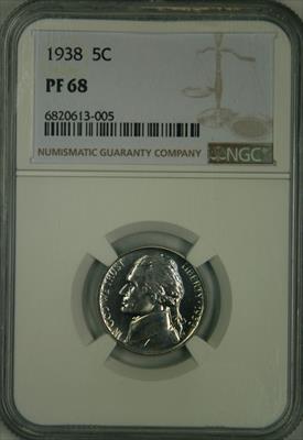 1938 Jefferson Nickel PR68 NGC