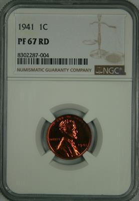 1941 Lincoln Cent PR67RD NGC