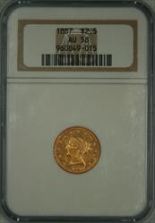 1887 $2.5 Liberty AU58 NGC