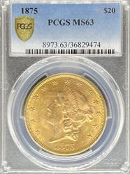 1875 $20 Liberty MS63 PCGS