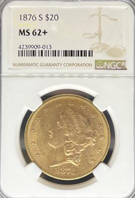1876-S $20 Liberty MS62+ NGC