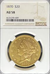 1870 $20 Liberty AU58 NGC