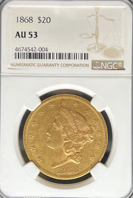 1868 $20 Liberty AU53 NGC
