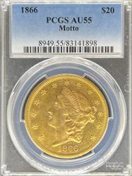 1866 $20 Liberty AU55 PCGS