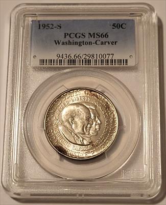 1952 S Washington Carver Commemorative Silver Half Dollar MS66 PCGS Toning