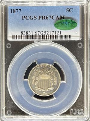 1877 Shield Nickel PR67CAM PCGS CAC