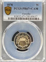 1878 Shield Nickel PR67+CAM PCGS
