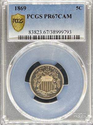 1869 Shield Nickel PR67CAM PCGS