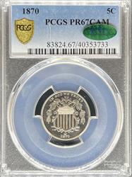 1870 Shield Nickel PR67CAM PCGS CAC