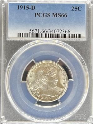 1915-D Barber Quarter MS66 PCGS