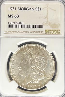 1921 Morgan Dollar MS63 NGC