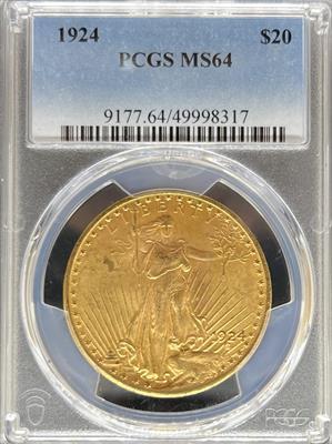 1924 $20 St Gaudens MS64 PCGS