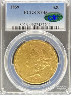 1859 $20 Liberty XF45 PCGS CAC