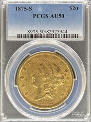 1875-S $20 Liberty AU50 PCGS