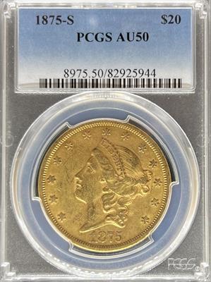 1875-S $20 Liberty AU50 PCGS