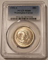 1951 S Washington Carver Commemorative Silver Half Dollar MS66 PCGS