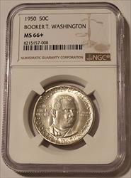 1950 Booker T Washington Commemorative Silver Half Dollar MS66+ NGC