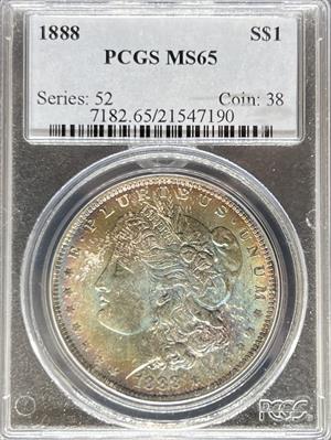 1888 Morgan Dollar MS65 PCGS Toned