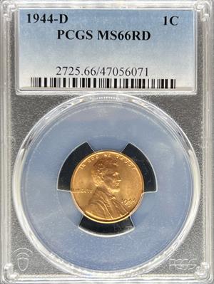 1944-D Lincoln Cent MS66RD PCGS