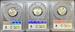 1945-P/D/S Jefferson Nickel 3pc Set MS66 PCGS