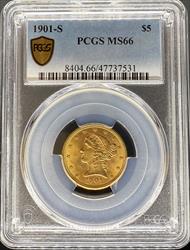 1901-S $5 Liberty MS66 PCGS