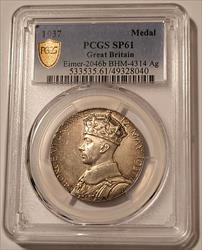 Great Britain 1937 George VI/Elizabeth Silver Coronation Medal SP61 PCGS GSH