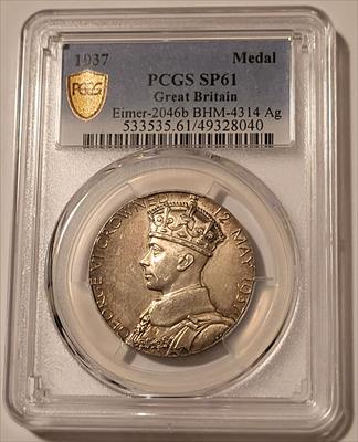 Great Britain 1937 George VI/Elizabeth Silver Coronation Medal SP61 PCGS GSH