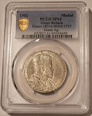 Great Britain 1902 Edward VII/Alexandra Silver Coronation Medal Matte SP61 PCGS GSH