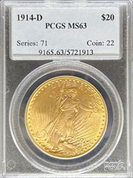 1914-D $20 St Gaudens MS63 PCGS