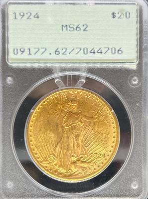 1924 $20 St Gaudens MS62 PCGS Rattler