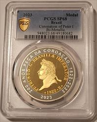 Brazil 2023 Commemorative Medal Coronation of Peter I Bi-Metallic SP68 PCGS GSH Scarce