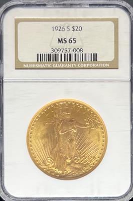 1926-S $20 St Gaudens MS65 NGC