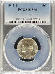 1943 Jefferson Nickel MS66 PCGS