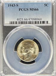 1943-S Jefferson Nickel MS66 PCGS