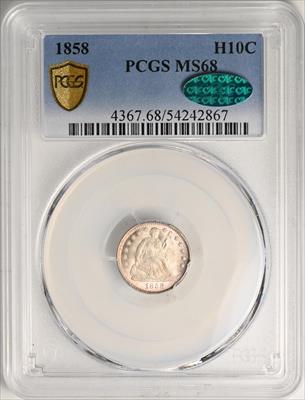 1858 LIBERTY SEATED H10C