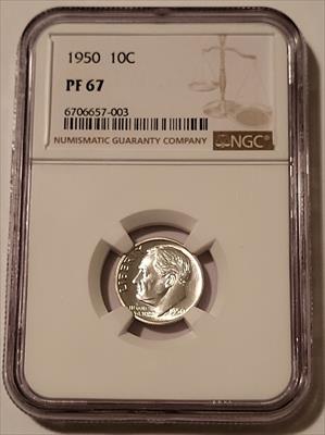 1950 Roosevelt Dime PF67 NGC Low Proof Mintage