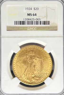 1924 $20 St Gaudens MS64 NGC