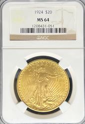 1924 $20 St Gaudens MS64 NGC
