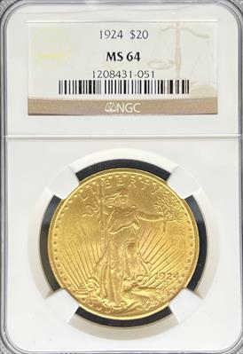 1924 $20 St Gaudens MS64 NGC
