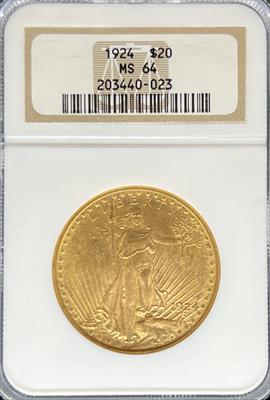 1924 $20 St Gaudens MS64 NGC