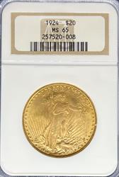 1924 $20 St Gaudens MS65 NGC